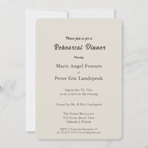 Invitation Dîner de répétition minimaliste neutre et chaleure