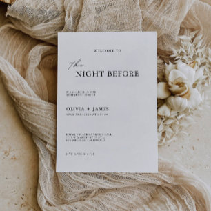 Invitation Dîner de répétition minimaliste pour Mariage Nuit 