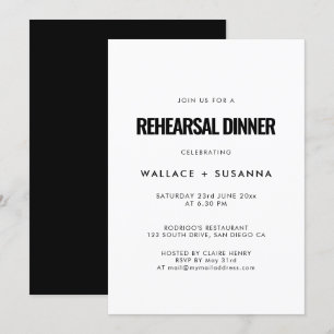 Invitation Dîner de répétition minimaliste simple pour mariag
