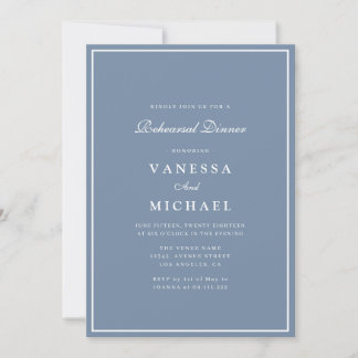 Invitation dîner de répétition moderne bleu bleu blanc