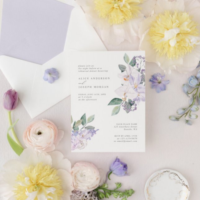 Invitation Dîner de répétition moderne et élégant avec orchid (Créateur téléchargé)