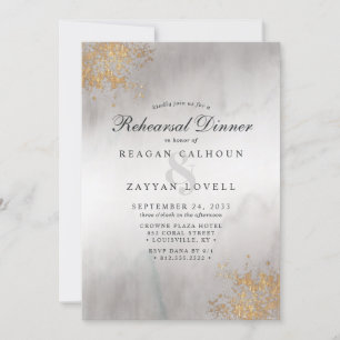 Invitation Dîner de répétition Moderne Luxe Paillettes Dorées