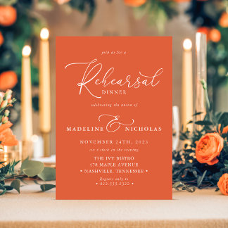 Invitation Dîner de répétition moderne orange Verona Sunset