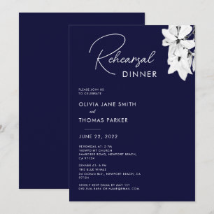 Invitation Dîner de répétition moderne simple Marine Magnolia