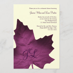 Invitation Dîner de répétition monogramme d'automne Invitatio