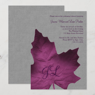 Invitation Dîner de répétition monogramme de lin violet Invit