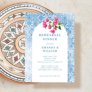 Invitation Dîner de répétition motif en tuiles méditerranéenn