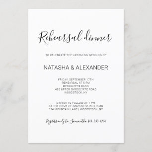 Invitation Dîner de répétition Natasha Rustic Black Calligrap