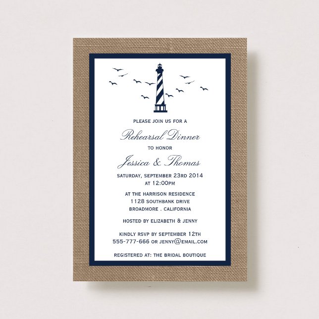 Invitation Dîner de répétition nautique de Navy Lighthouse &  (Créateur téléchargé)