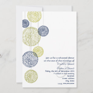 Invitation Dîner de répétition Navy & Yellow Twine Globes