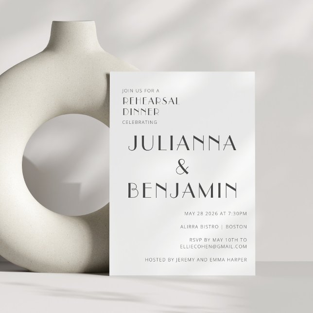 Invitation Dîner de répétition noir blanc Art déco (Créateur téléchargé)