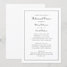 Invitation Dîner de répétition Noir & Blanc Mariage Élégant