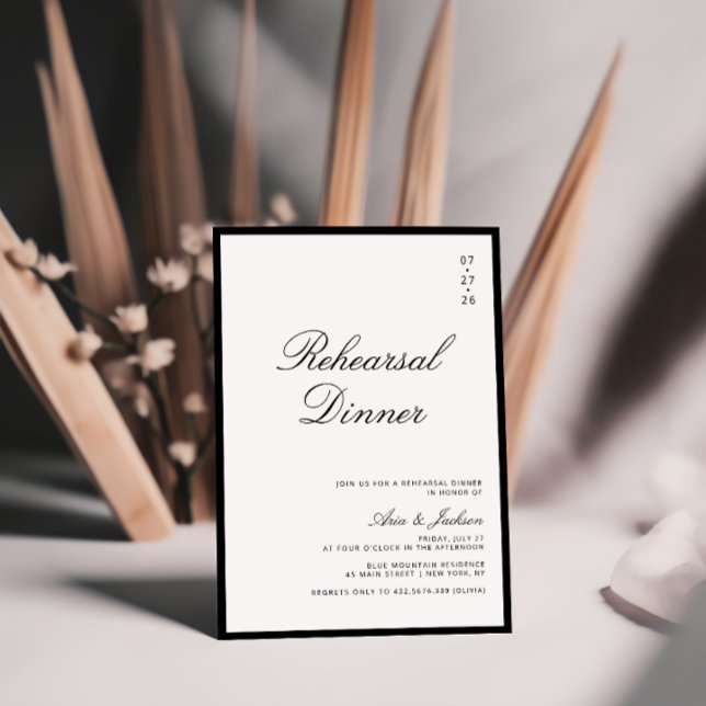 Invitation Dîner de répétition noir et blanc (Créateur téléchargé)