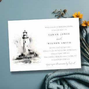Invitation Dîner de répétition noir et blanc pour phare