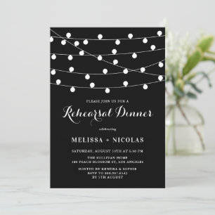 Invitation Dîner de répétition noire avec une chaîne blanche