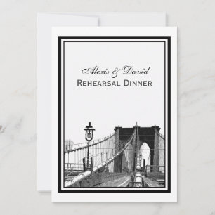 Invitation Dîner de répétition NYC Skyline Brooklyn Bridge #2