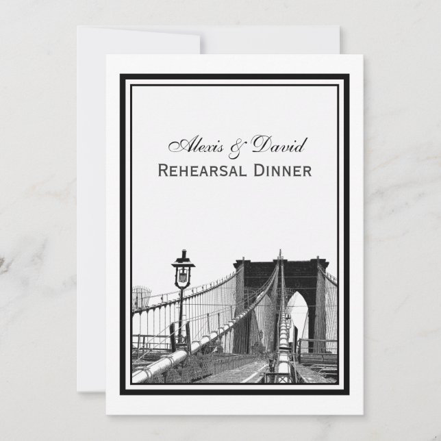 Invitation Dîner de répétition NYC Skyline Brooklyn Bridge #2 (Devant)