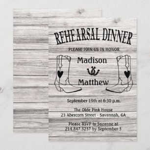 Invitation Dîner de répétition occidentale Mariage Boots de c