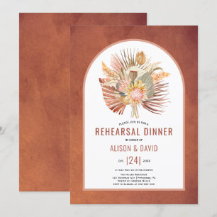 Invitation Dîner de répétition Pampas grass et palm terre cui
