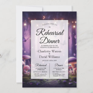 Invitation Dîner de répétition Papillons Violets Cieux Étoilé