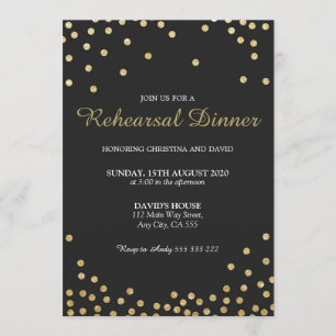 Invitation Dîner de répétition Parties scintillant d'or Confe