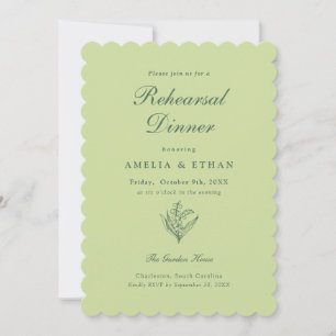 Invitation Dîner de répétition Pistache Verte Lily