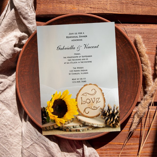 Invitation Dîner de répétition pour Mariage de Tournesol Rust (Créateur téléchargé)