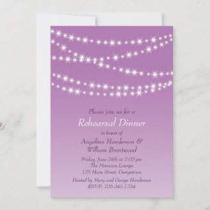 Invitation Dîner de répétition Radiant Orchid Twinkle Lights