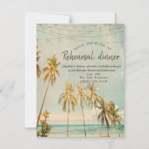 Invitation Dîner de répétition Retro Beach Palms