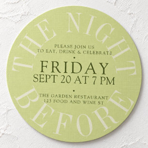 Invitation Dîner de répétition rond vert Matcha