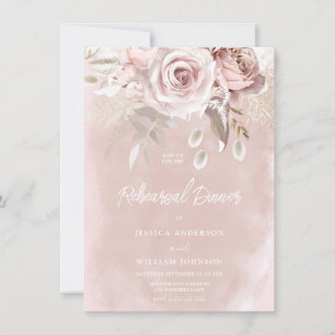 Invitation Dîner de répétition Rose aquarelle et roussâtre