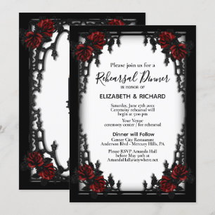 Invitation Dîner de répétition Rose blanche gothique de fer