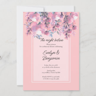 Invitation Dîner de répétition Rose Floral Dusty