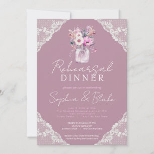 Invitation Dîner de répétition rose Mason Jar