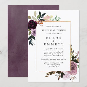 Invitation Dîner de répétition rose mauve Plum rose