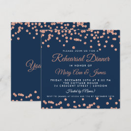 Invitation Dîner de répétition Rose Parties scintillant d'or 