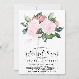 Invitation Dîner de répétition Rose Sweet Rose Aquarelle