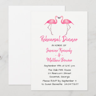 Invitation Dîner de répétition rose tropicale Mariage de Flam