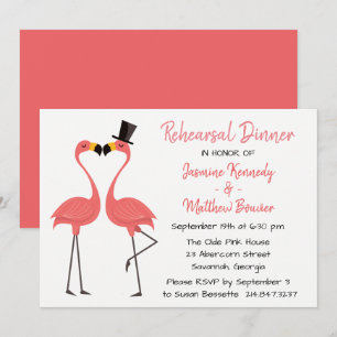 Invitation Dîner de répétition rose tropicale Mariage de Flam