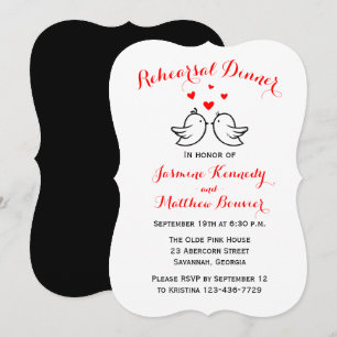 Invitation Dîner de répétition Rouge & Noir pour jeunes marié