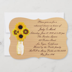 Invitation Dîner de répétition Rustic Yellow Mason Jar Invita