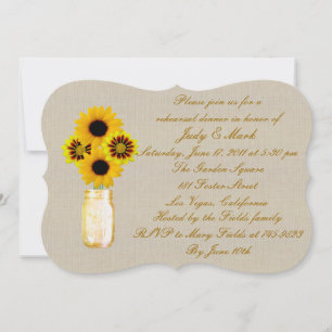 Invitation Dîner de répétition Rustic Yellow Mason Jar Invita
