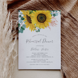 Invitation Dîner de répétition Rustique de tournesol Eucalypt
