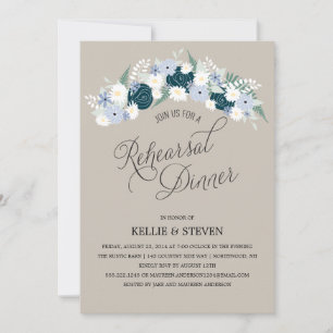 Invitation Dîner de répétition Rustique Floral Wreath