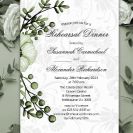 Invitation Dîner de répétition Rustique Green Bouquet et Dama