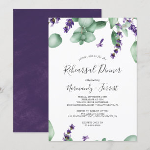 Invitation Dîner de répétition Rustique Lavande et Eucalyptus
