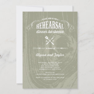 Invitation Dîner de répétition Rustique Mariage en bois