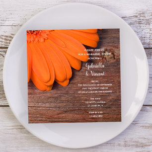 Invitation Dîner de répétition Rustique Orange Daisy et Grang