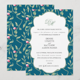 Invitation Dîner de répétition sarcelle de minuit et vert bas