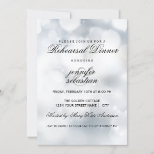 Invitation Dîner De Répétition Silver Bokeh Light Chic